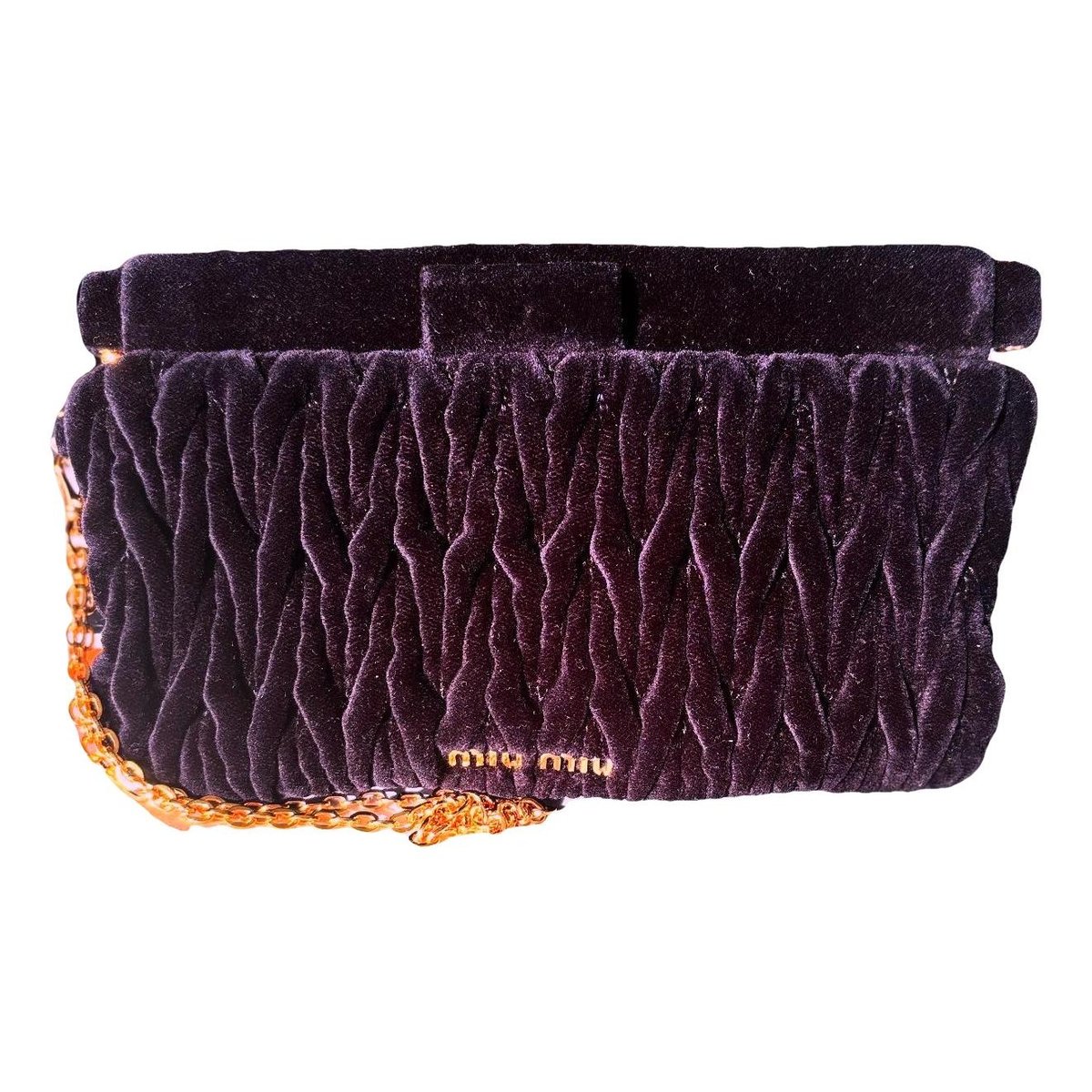 Matelassé velvet clutch bag