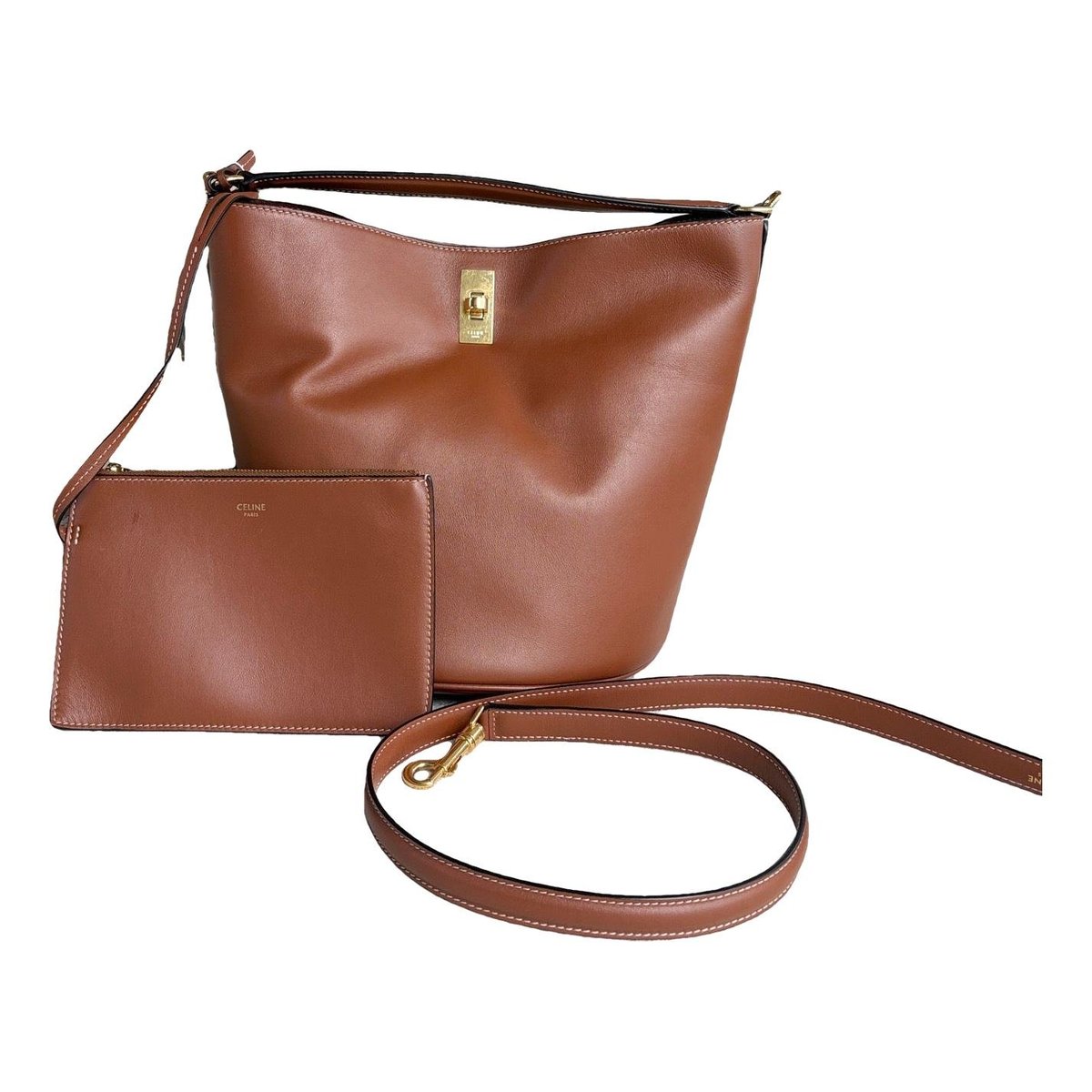 Clasp Bucket leather mini bag