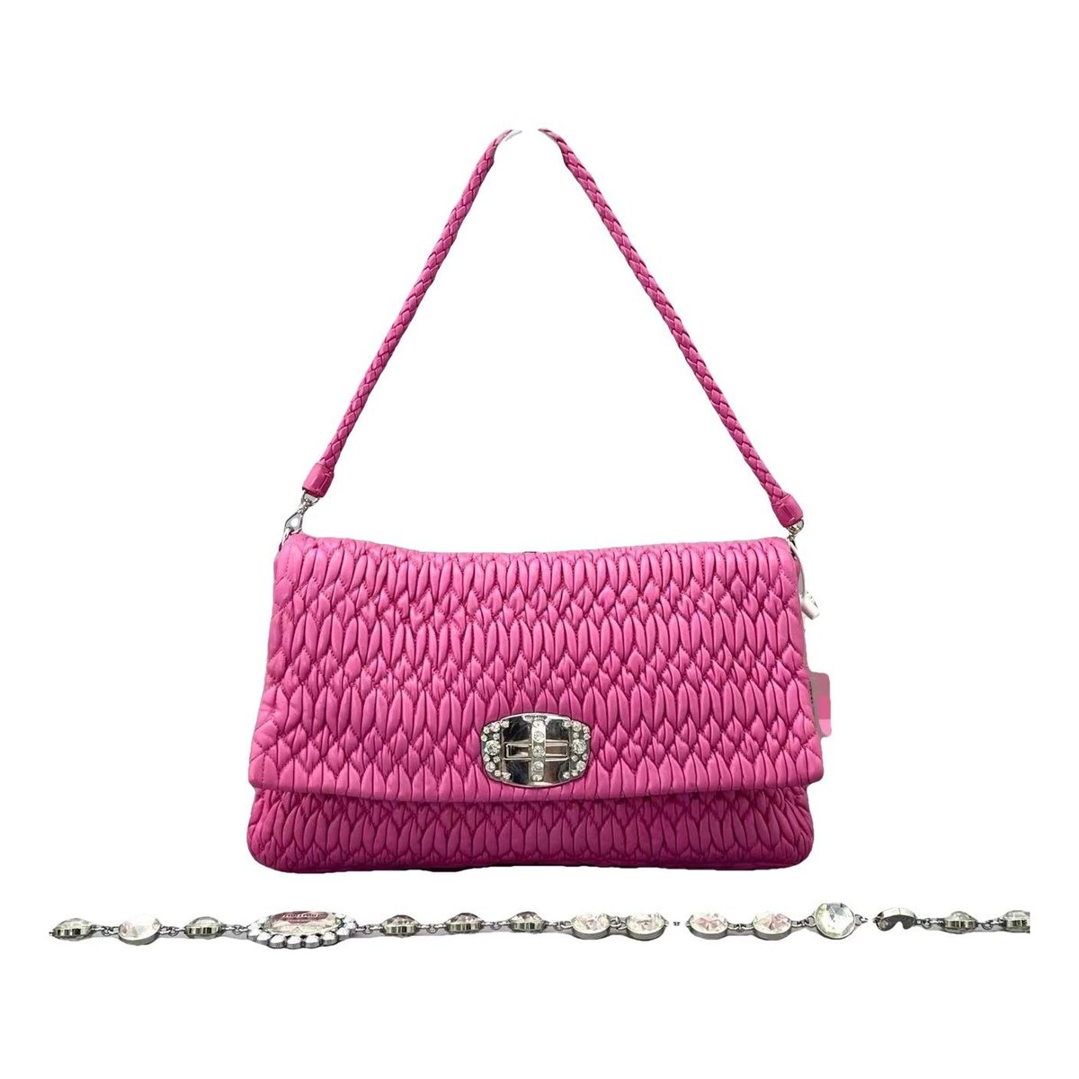 Miu Crystal leather handbag