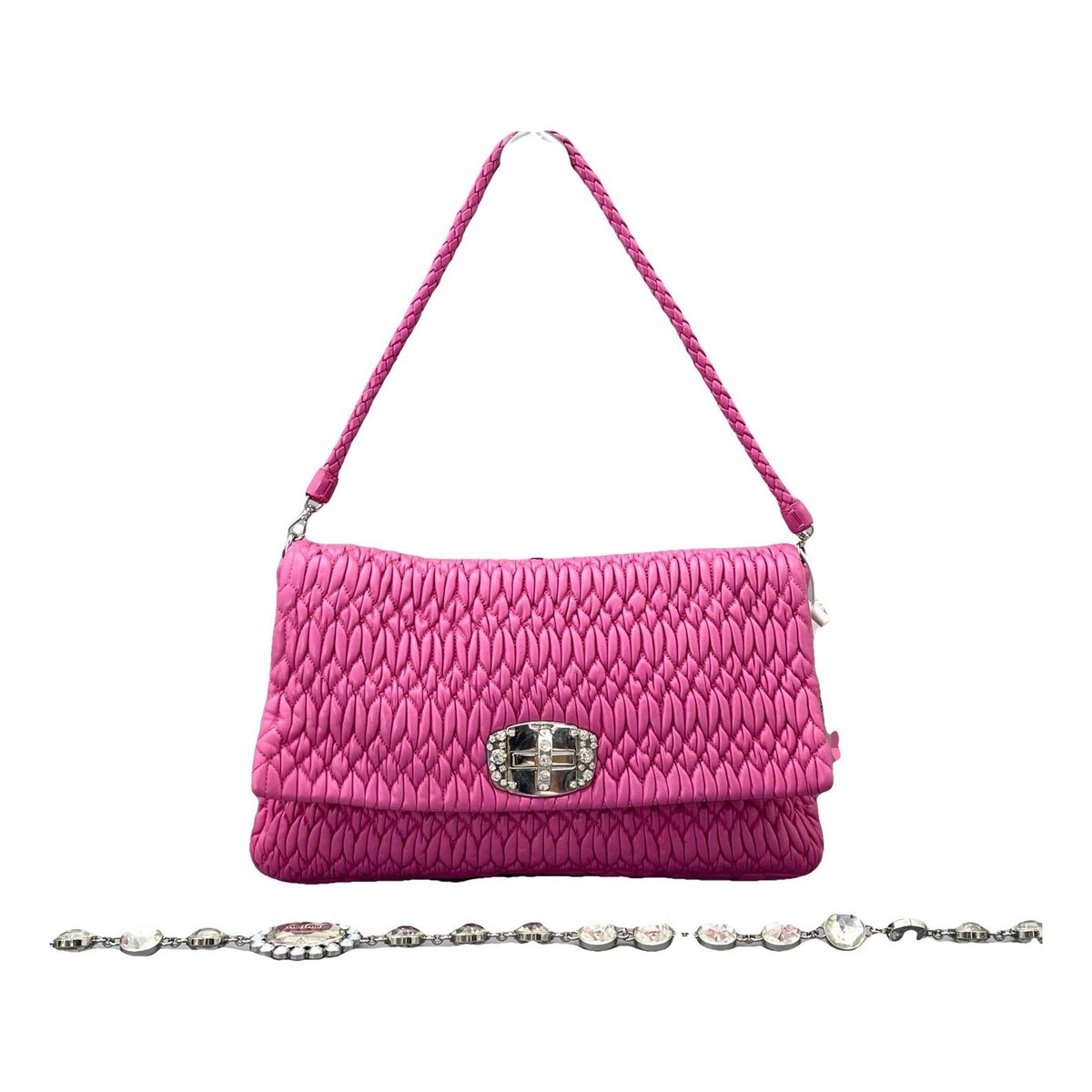 Miu Crystal leather handbag