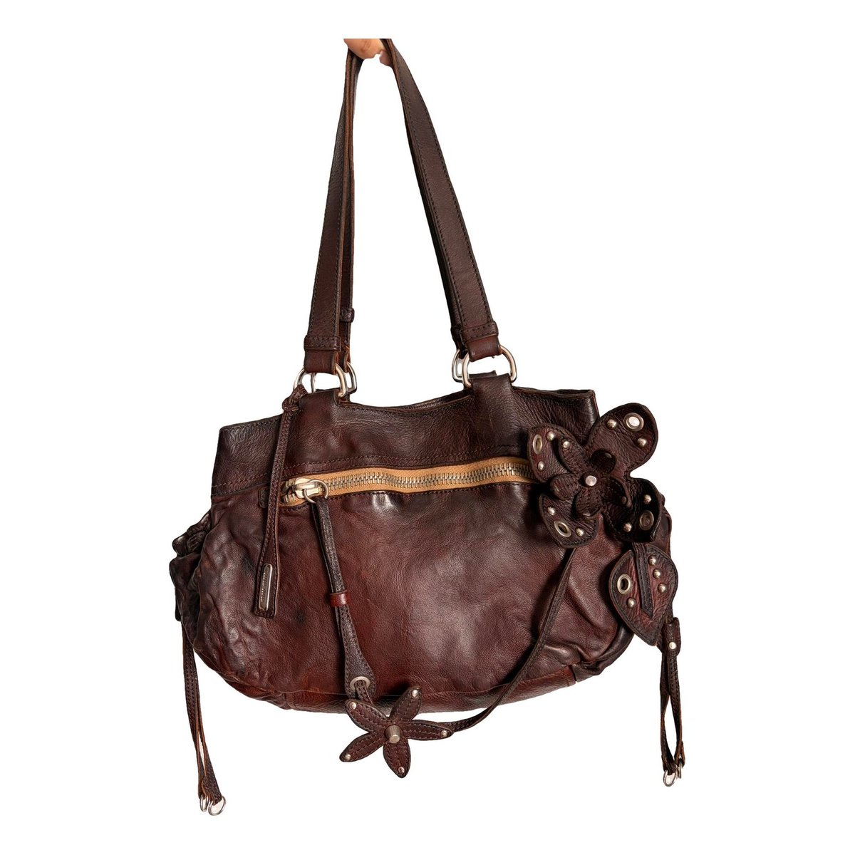 Pocket leather handbag