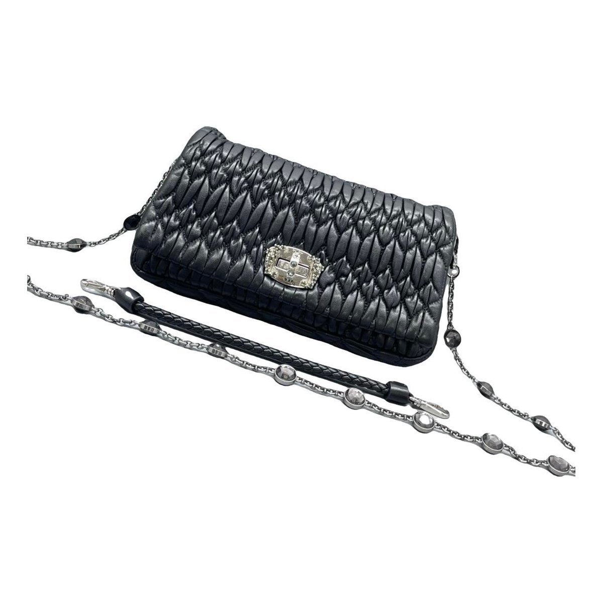 Miu Crystal leather handbag