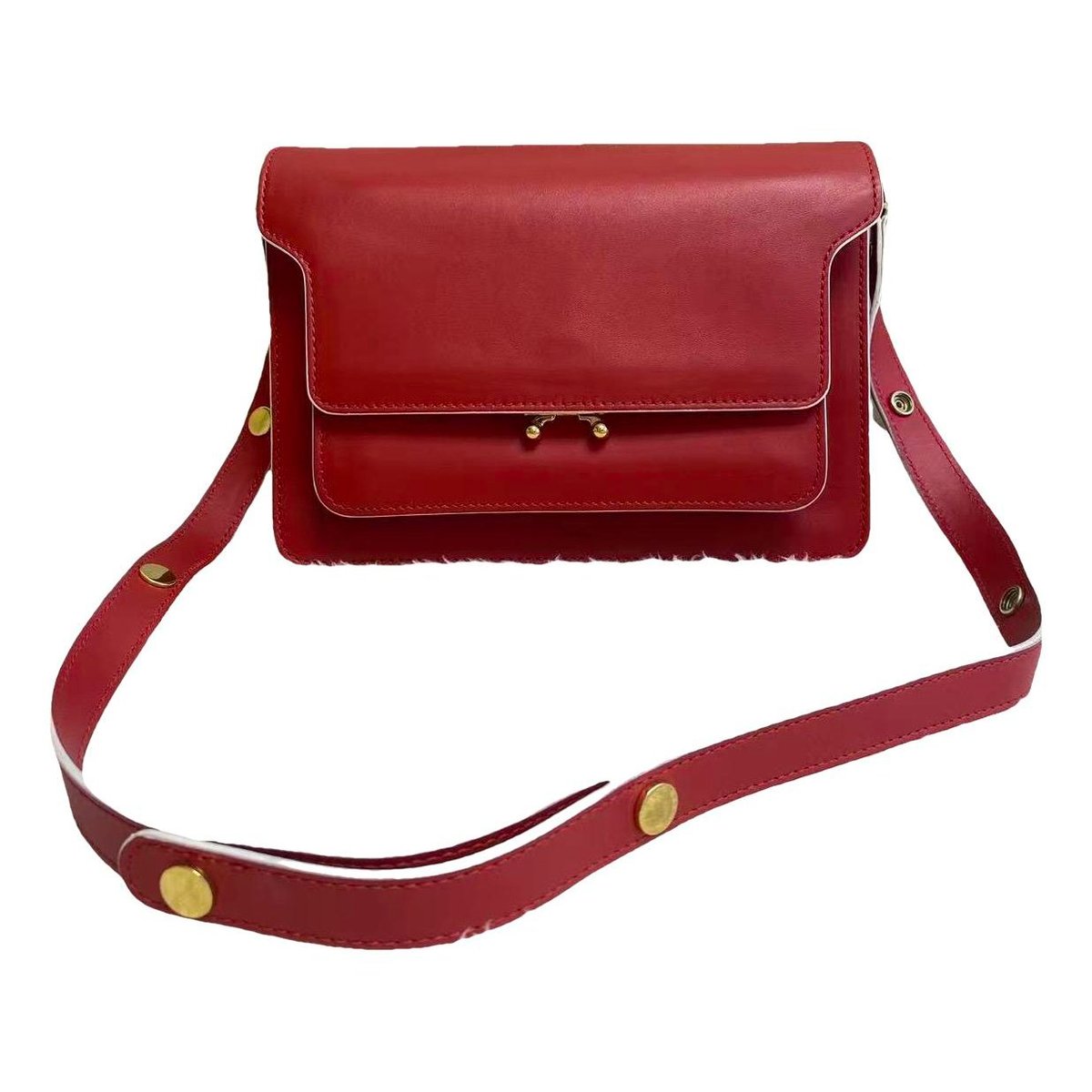 Trunk leather crossbody bag