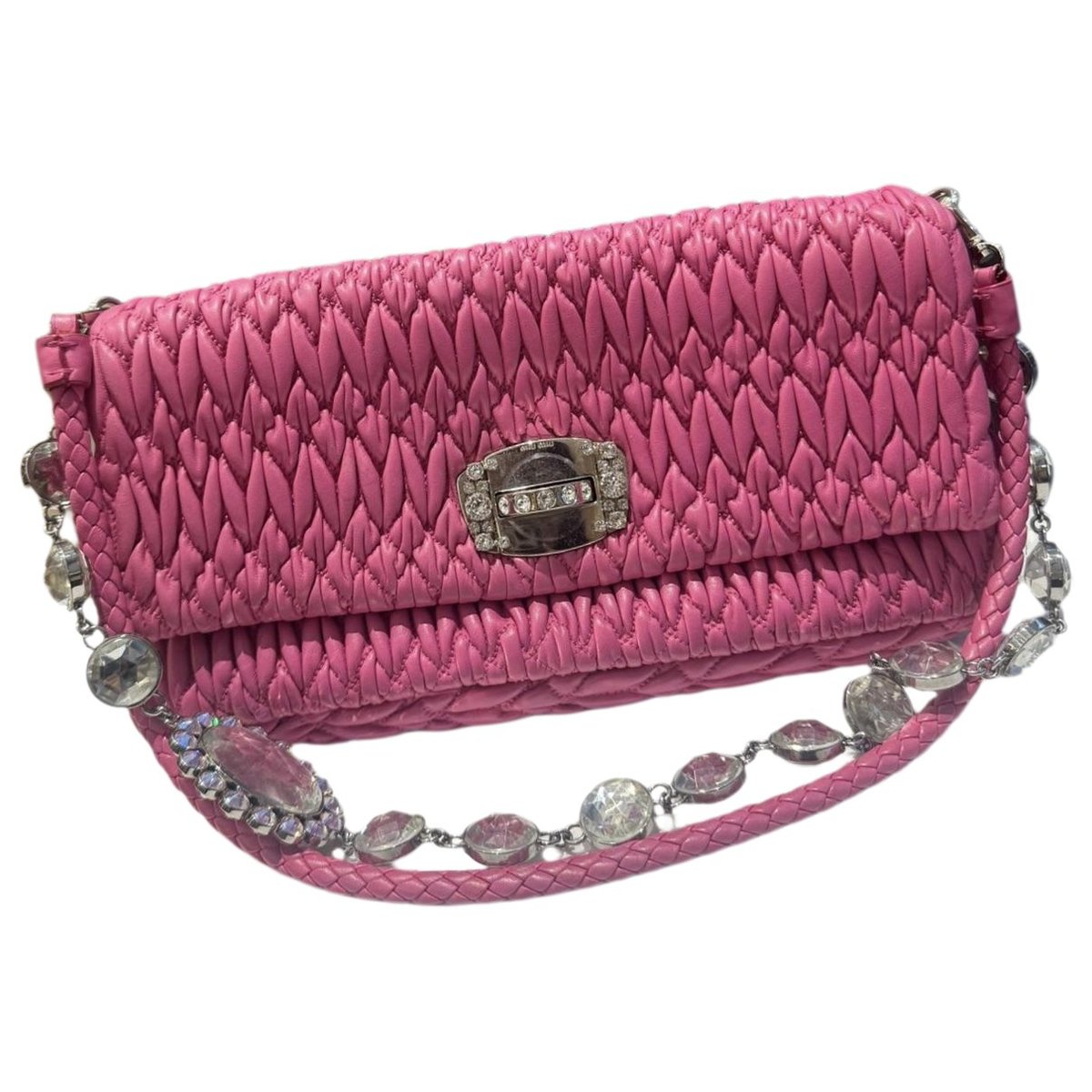 Miu Crystal leather handbag