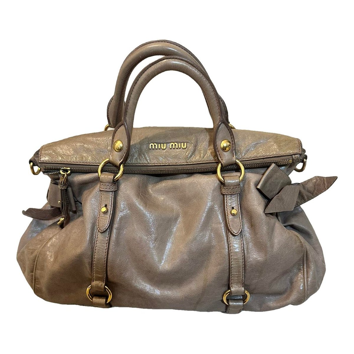 Bow bag leather handbag