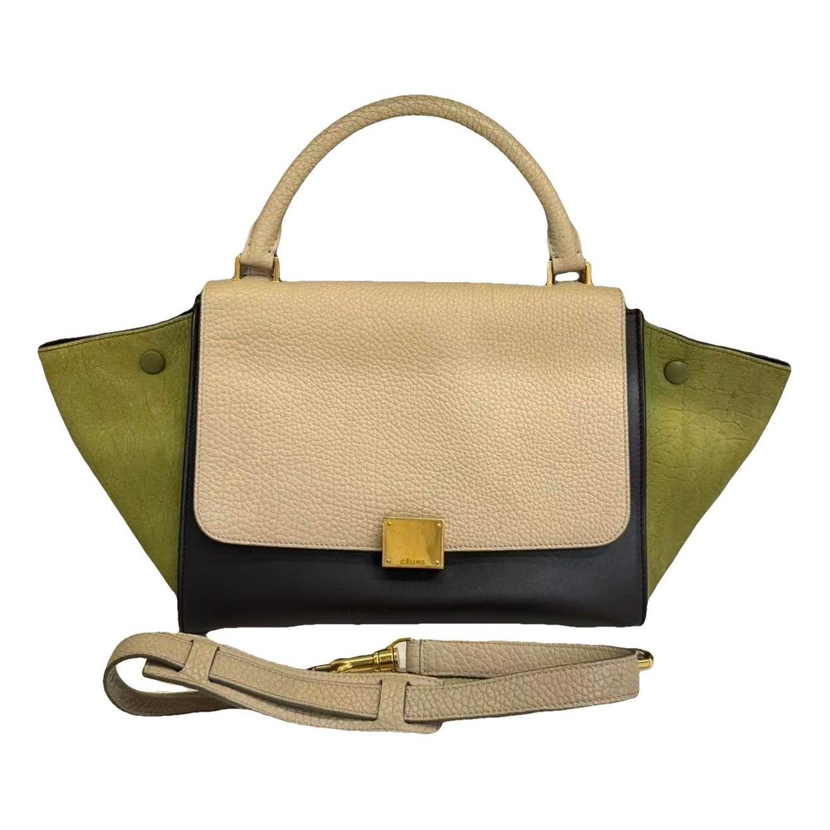 Trapèze leather handbag