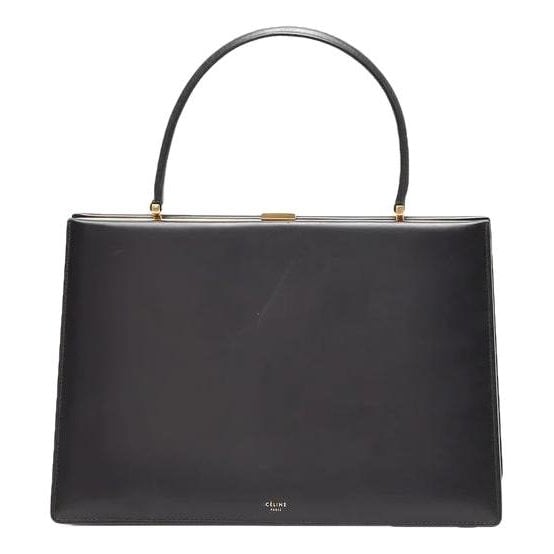 Clasp leather handbag