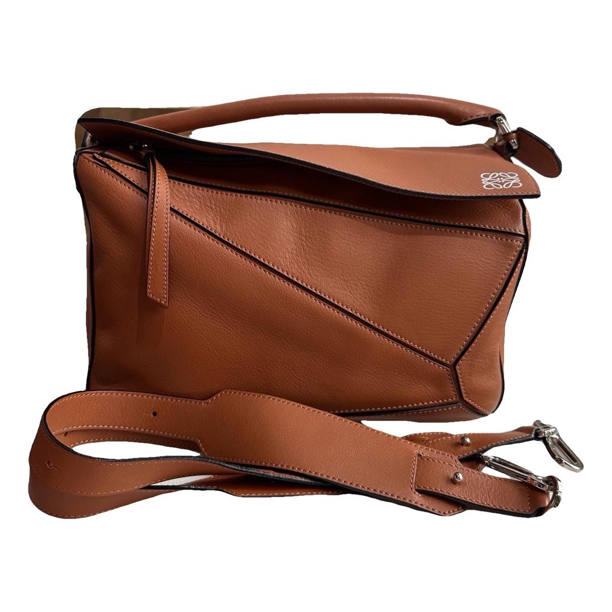 Puzzle leather handbag
