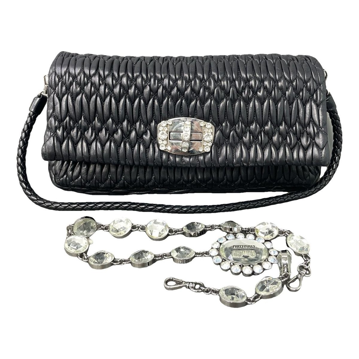 Miu Crystal leather handbag
