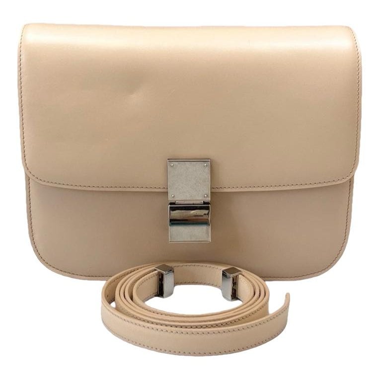 Clasp box leather handbag