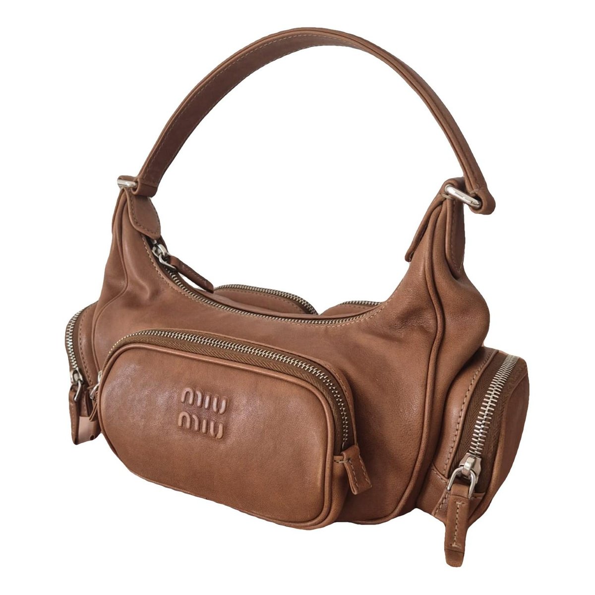 Pocket leather handbag