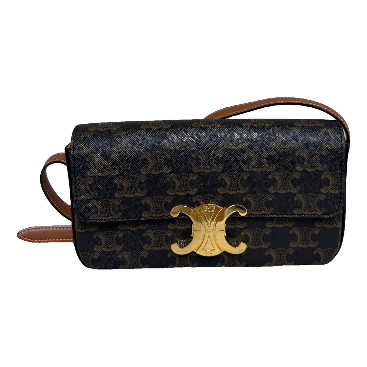 Triomphe chain leather handbag