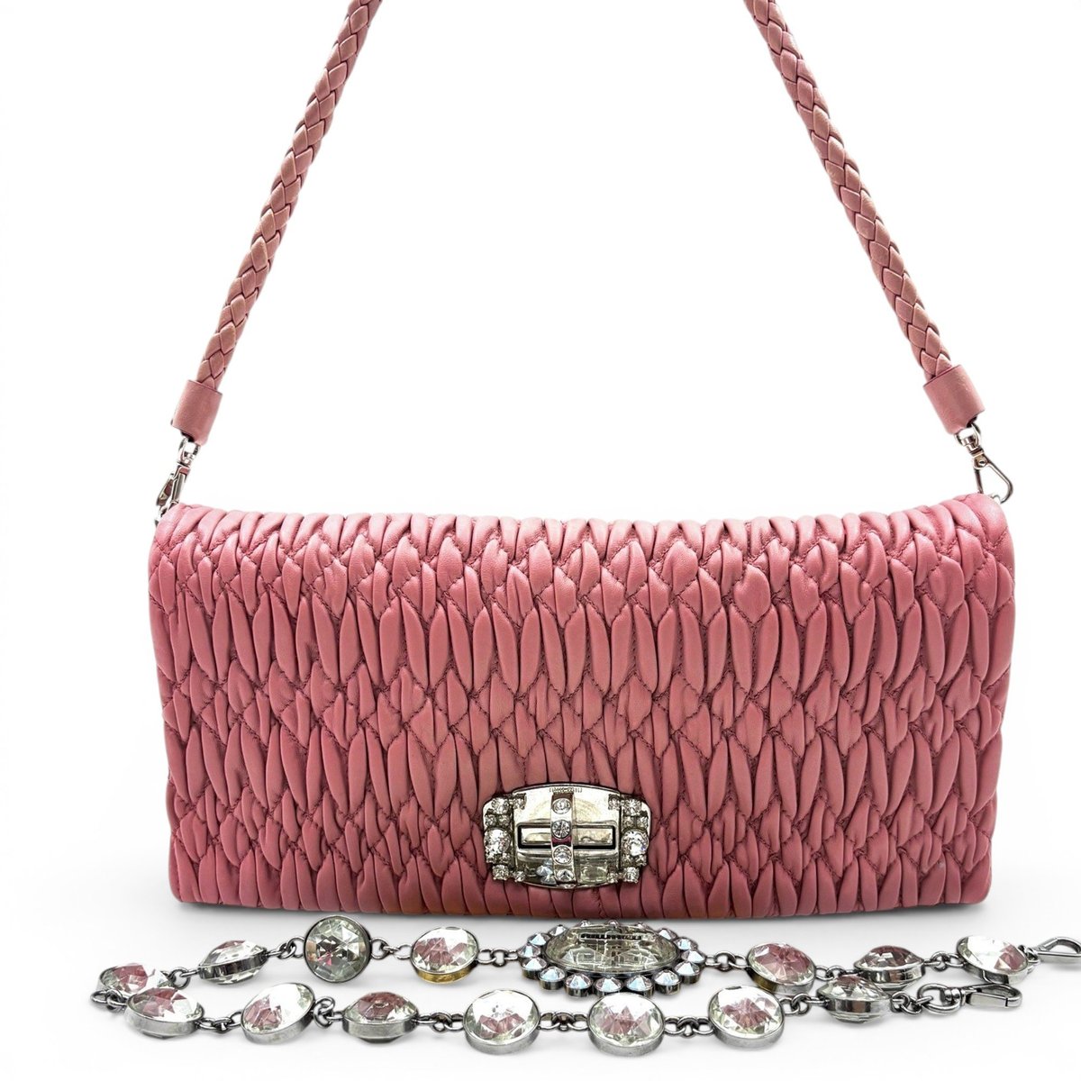 Miu Crystal leather handbag