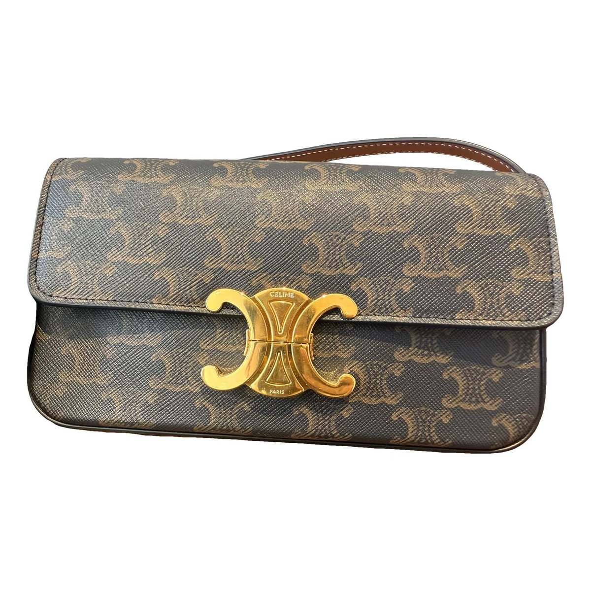 Triomphe chain leather handbag