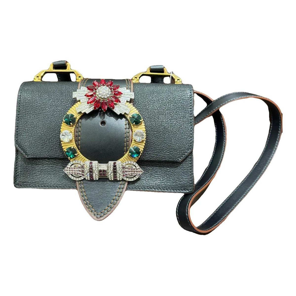 Miu Lady leather crossbody bag