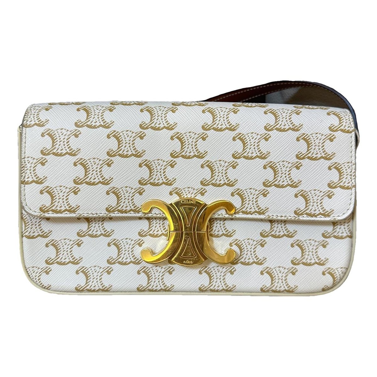 Triomphe chain leather handbag