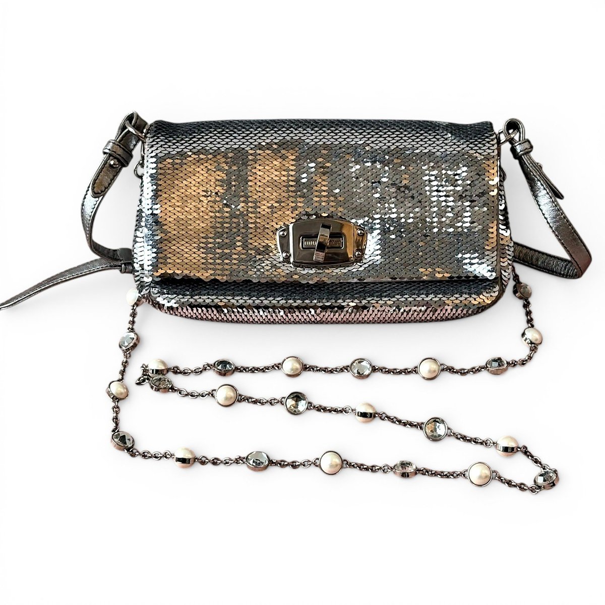 Miu Crystal glitter crossbody bag