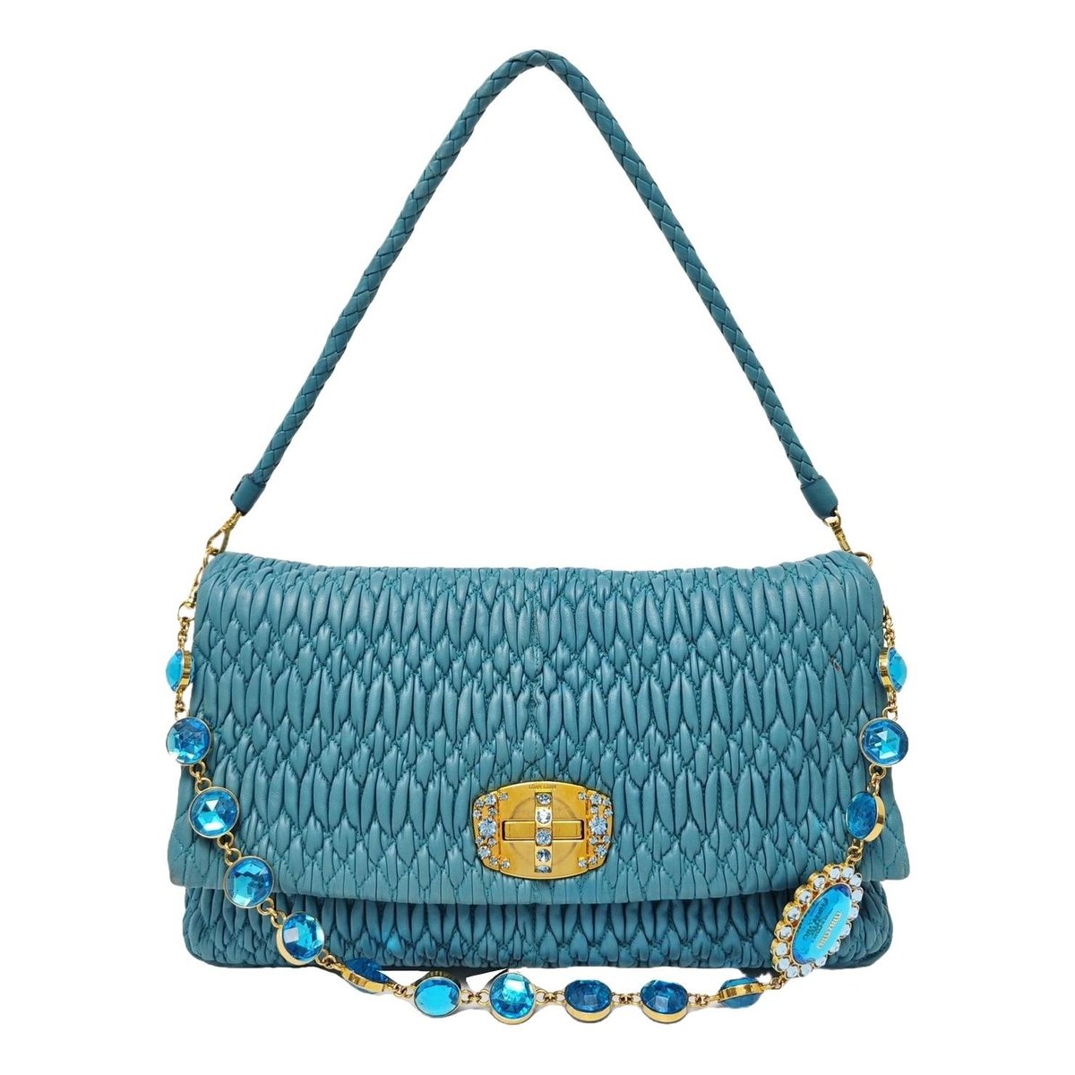 Miu Crystal leather handbag