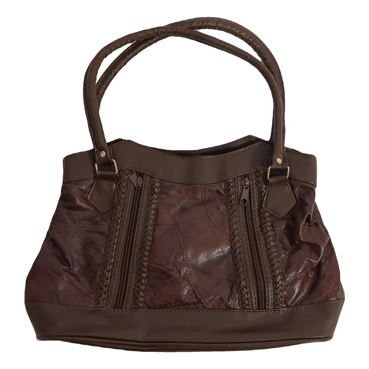 Crochet leather handbag