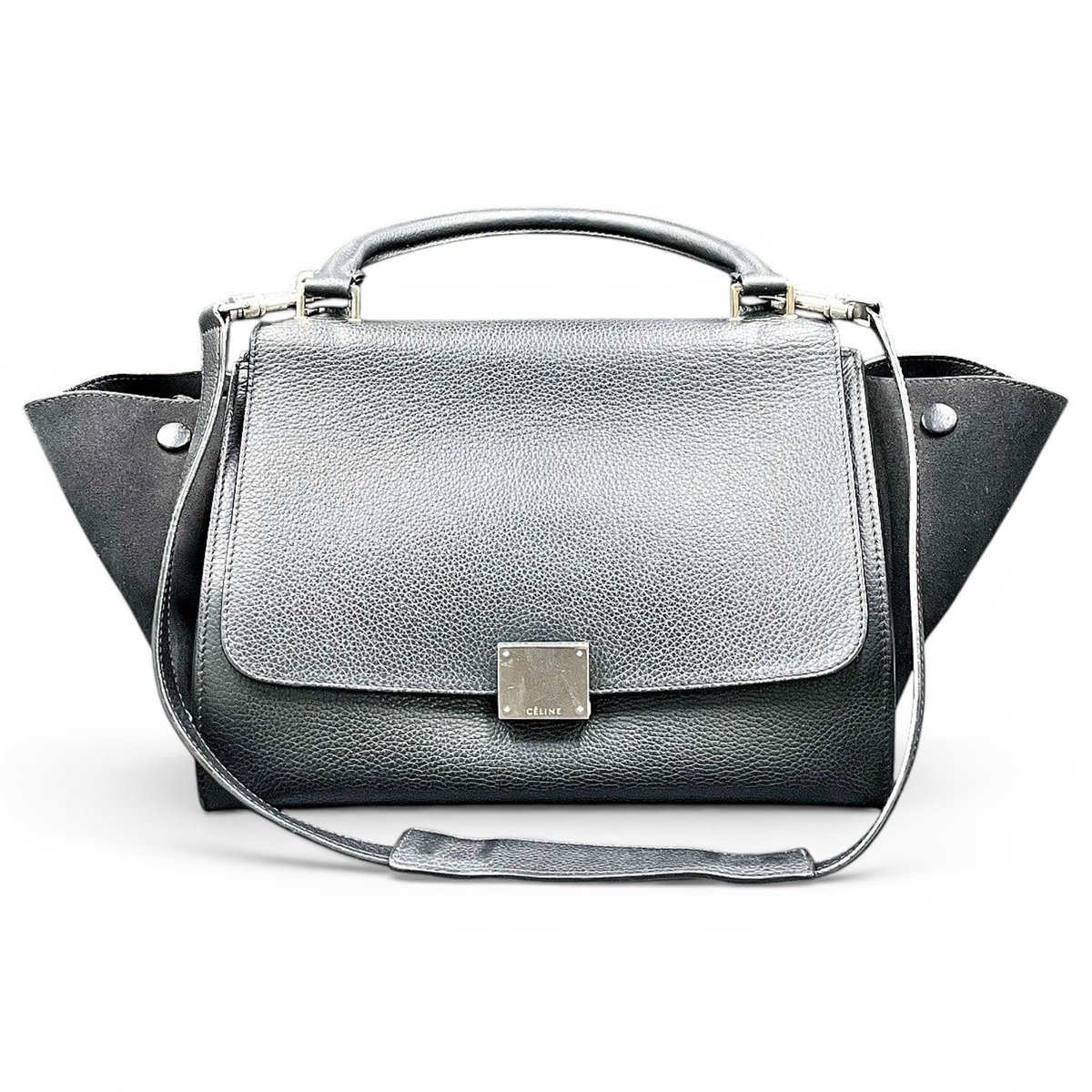 Trapèze leather handbag