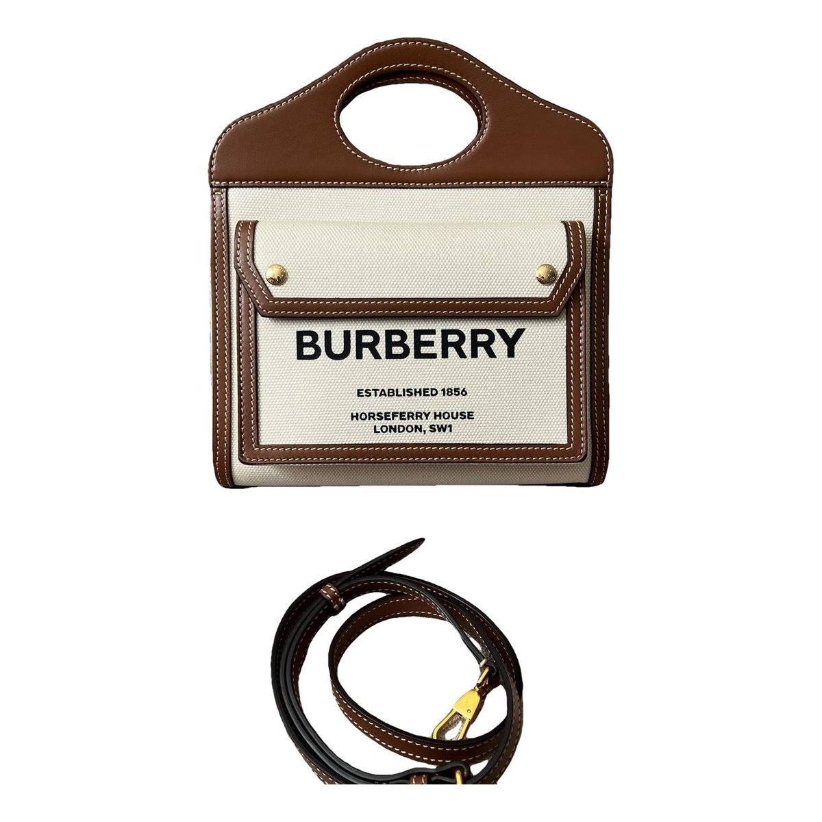 Pocket leather handbag