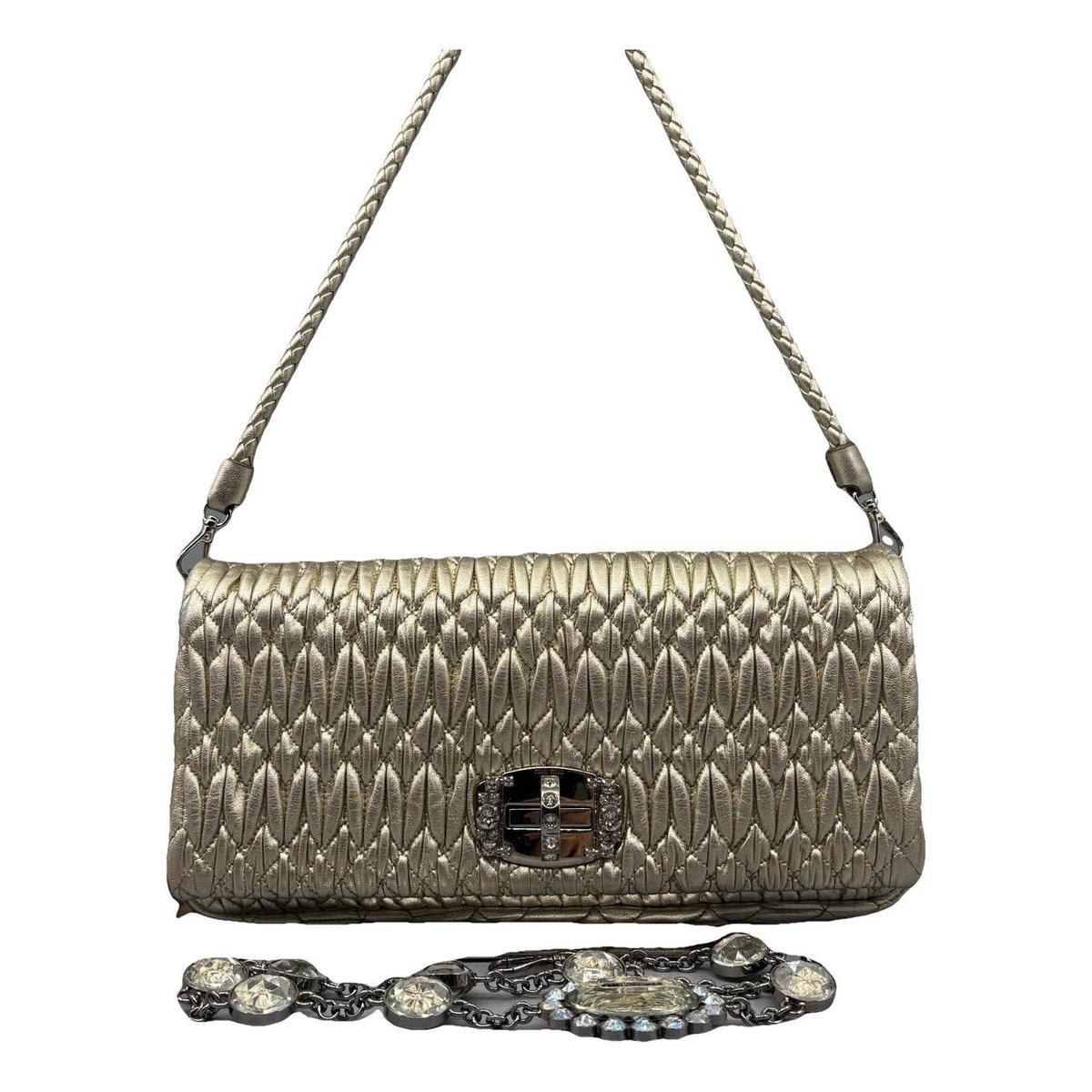 Miu Crystal leather handbag