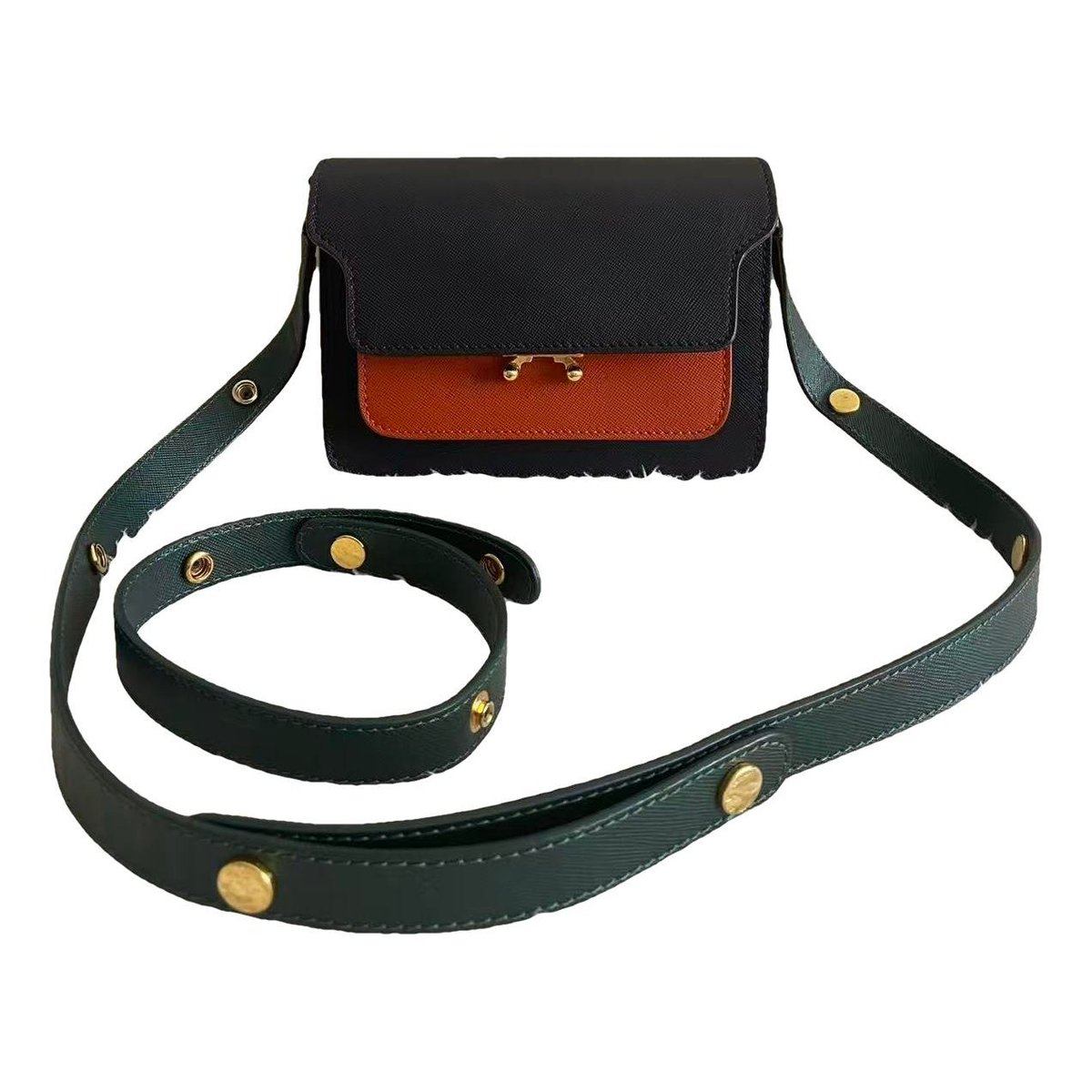 Trunk leather crossbody bag