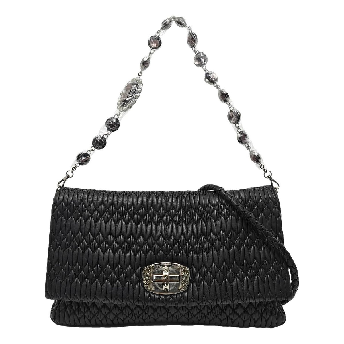 Miu Crystal leather handbag