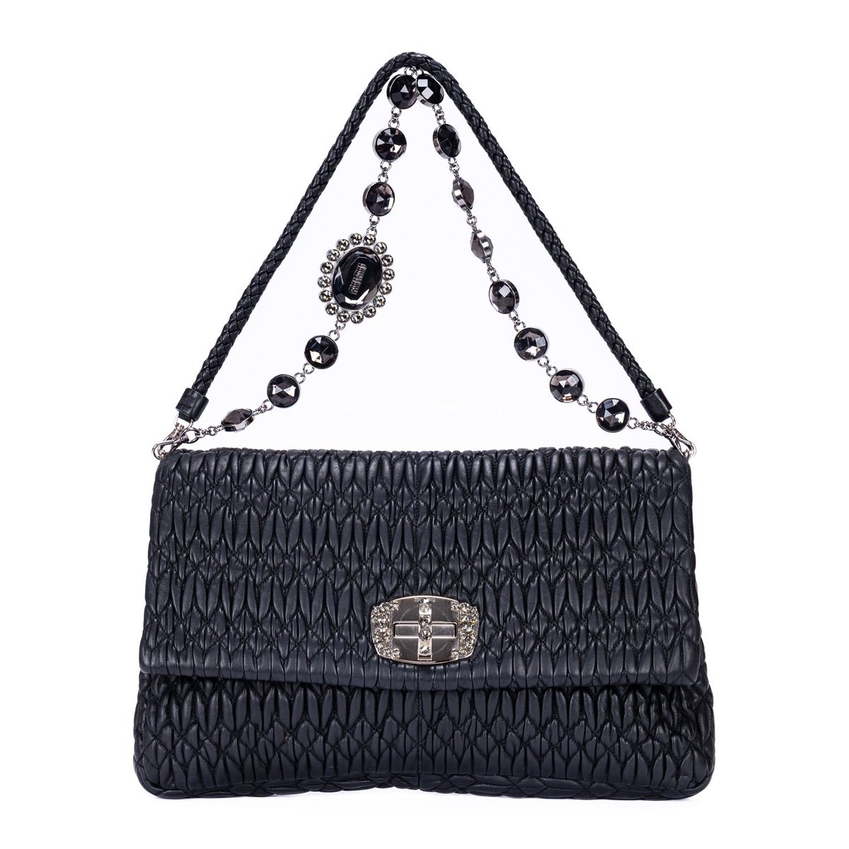 Miu Crystal leather handbag