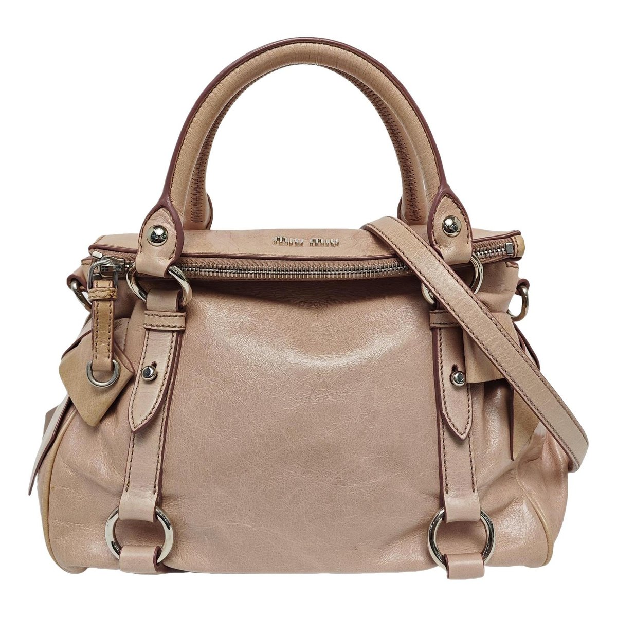 Bow bag leather handbag