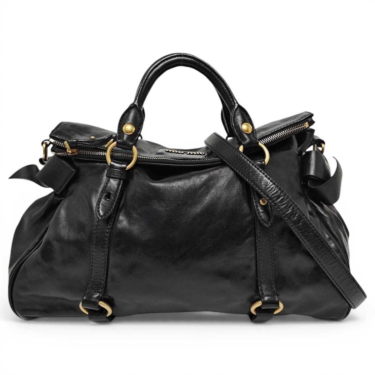 Bow bag leather handbag