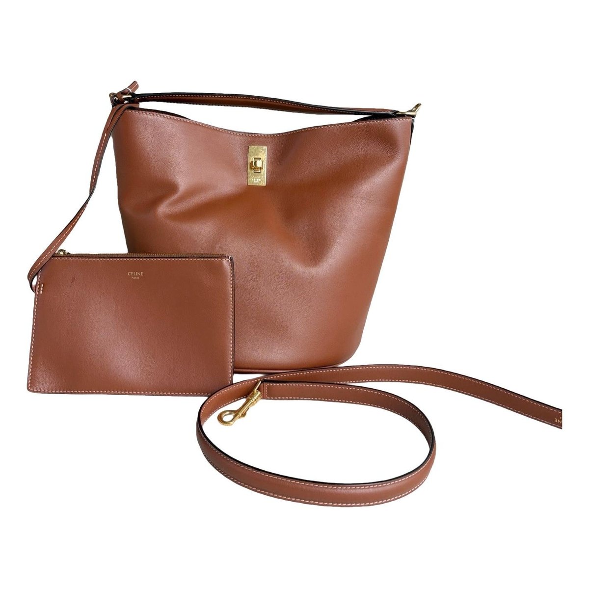Clasp Bucket leather handbag