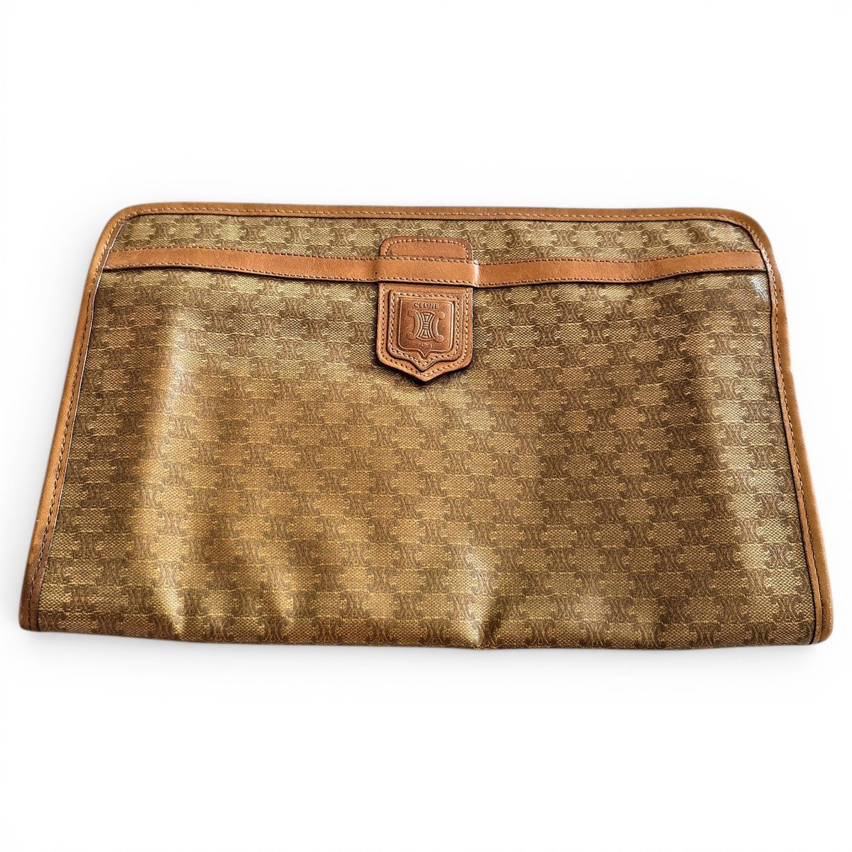 Triomphe Vintage leather clutch bag