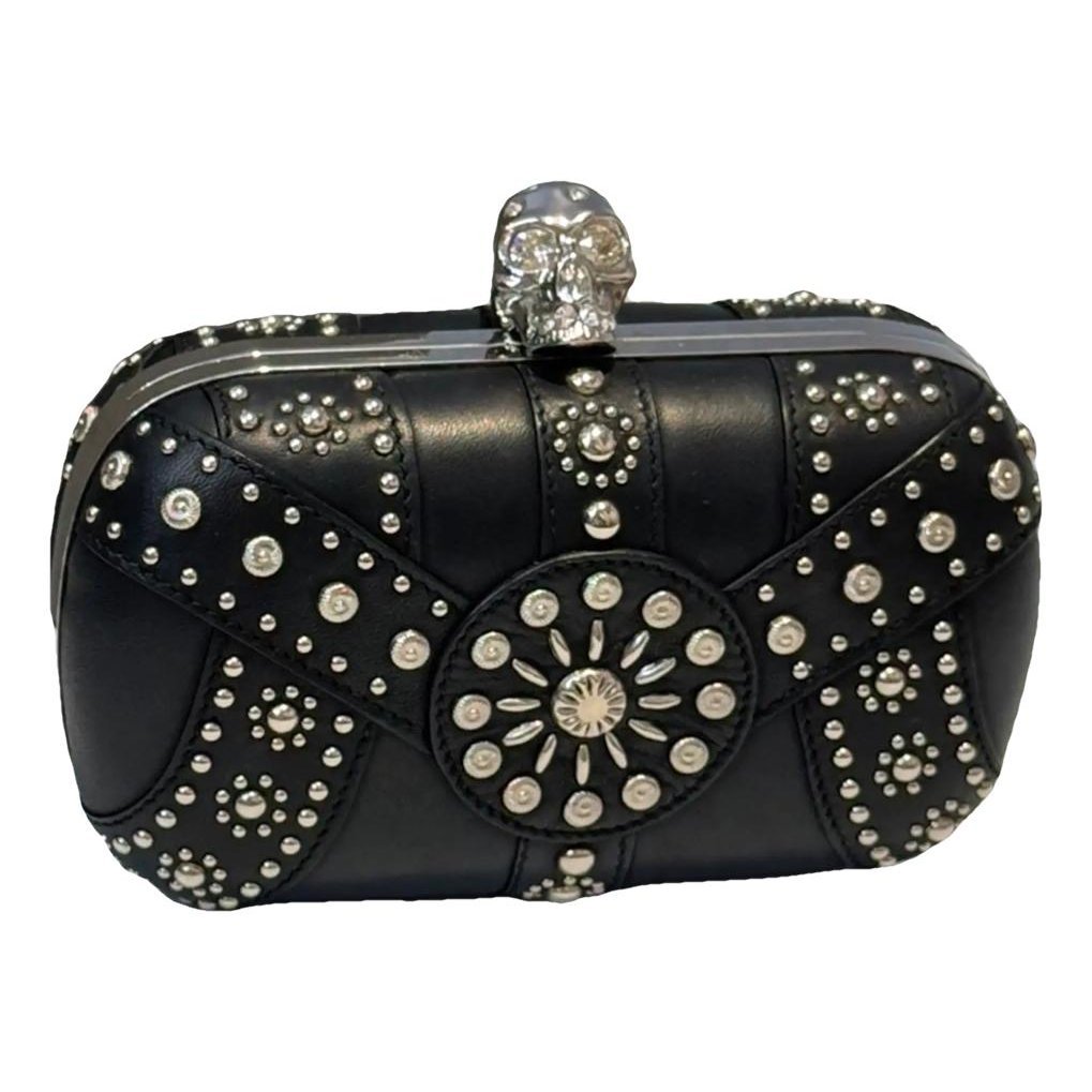 Skull leather clutch bag