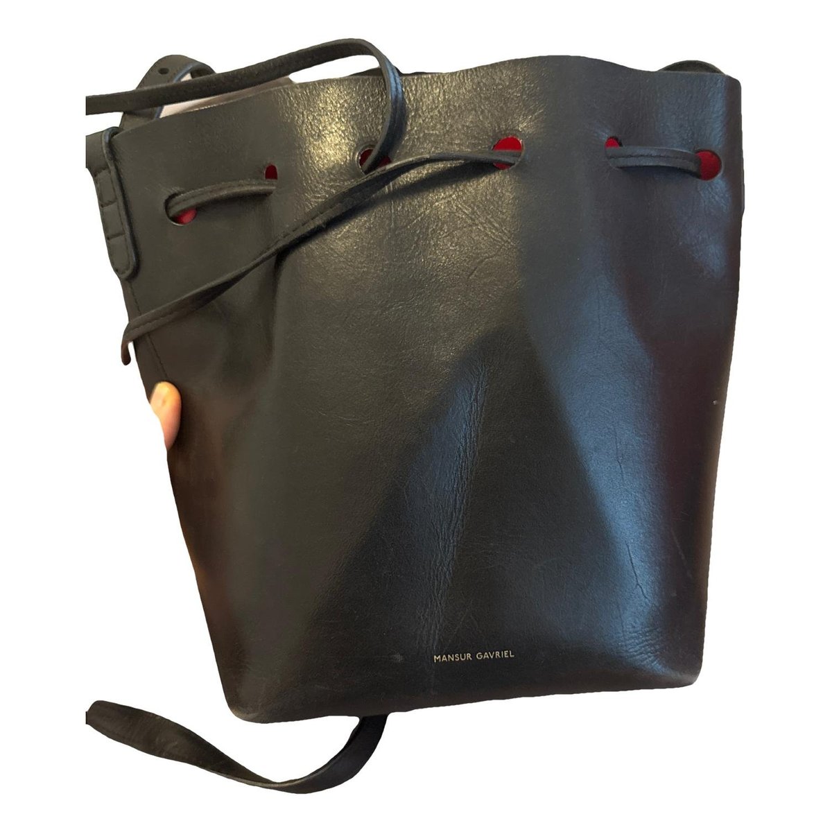 Bucket leather handbag