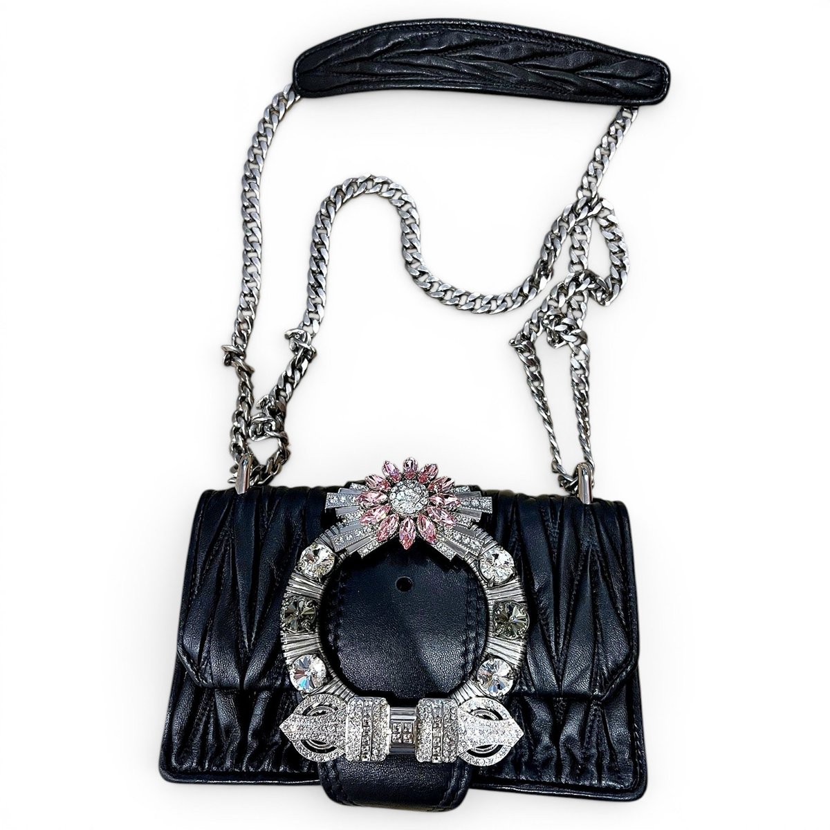 Matelassé leather clutch bag