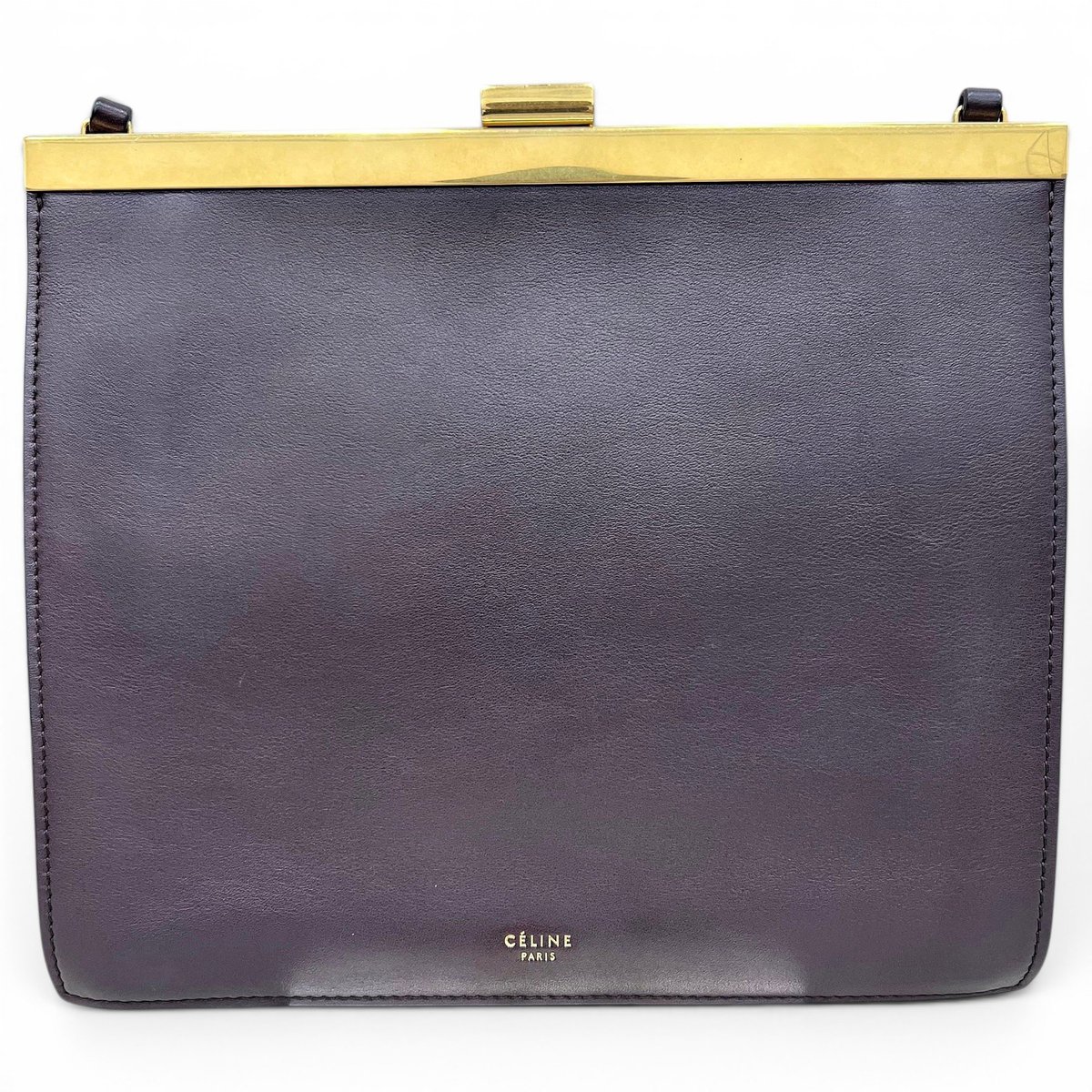 Clasp leather handbag