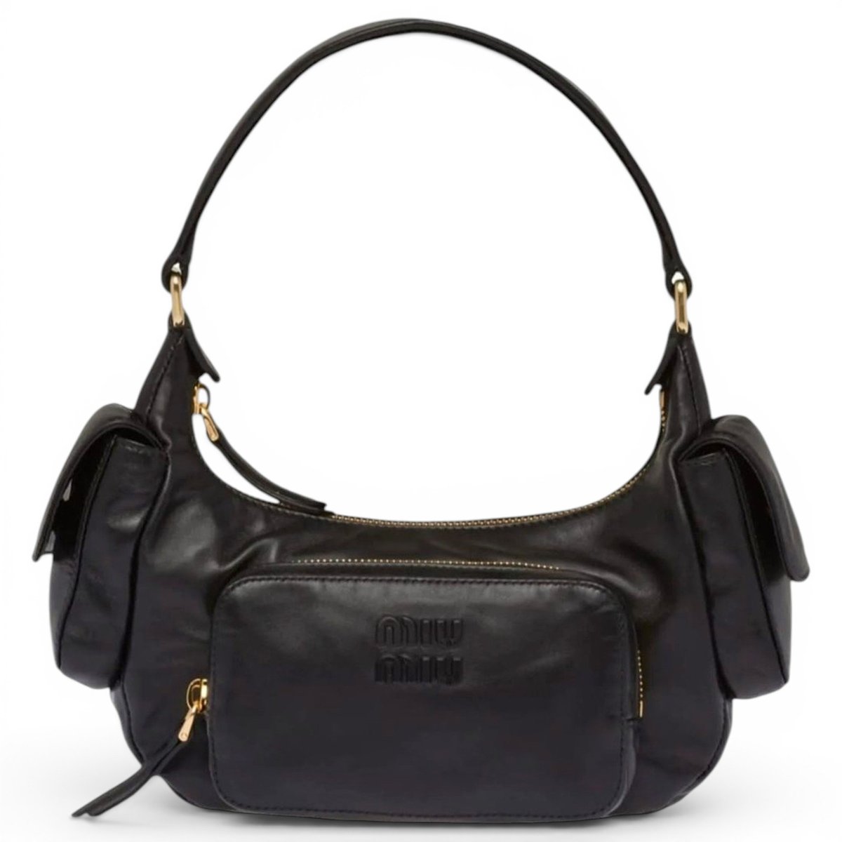 Pocket leather handbag