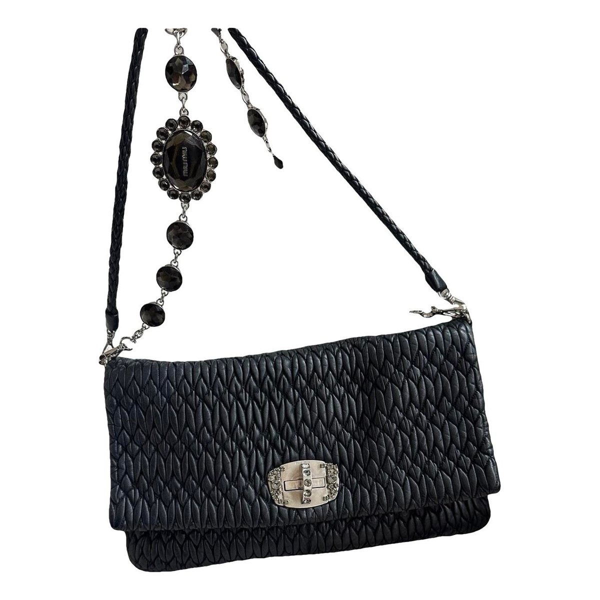 Miu Crystal leather handbag