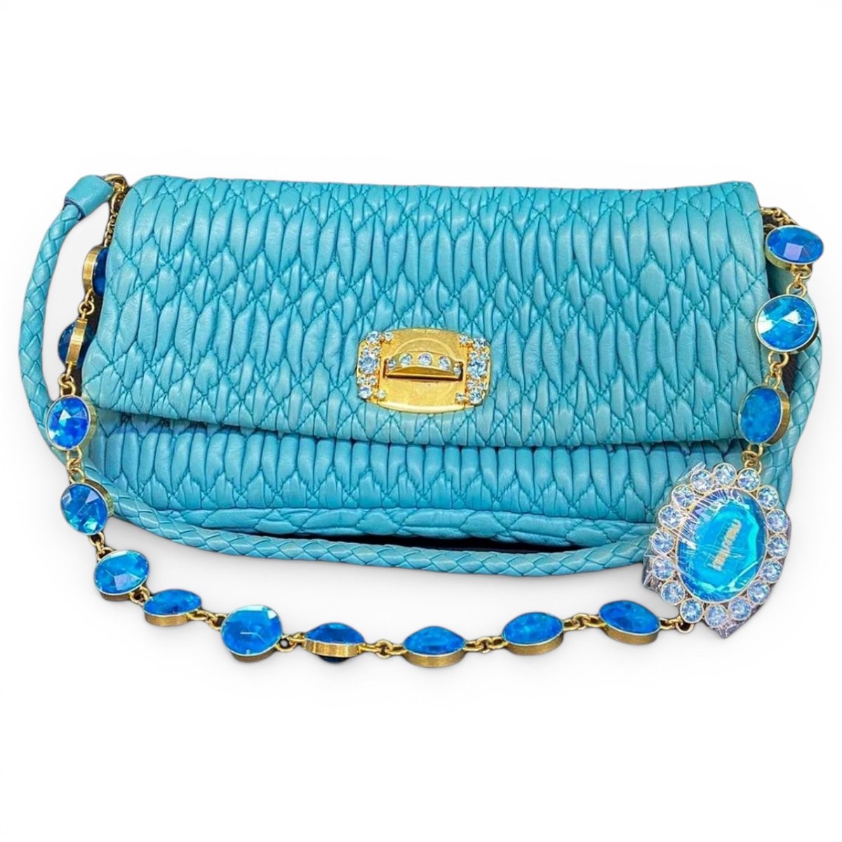 Miu Crystal leather handbag