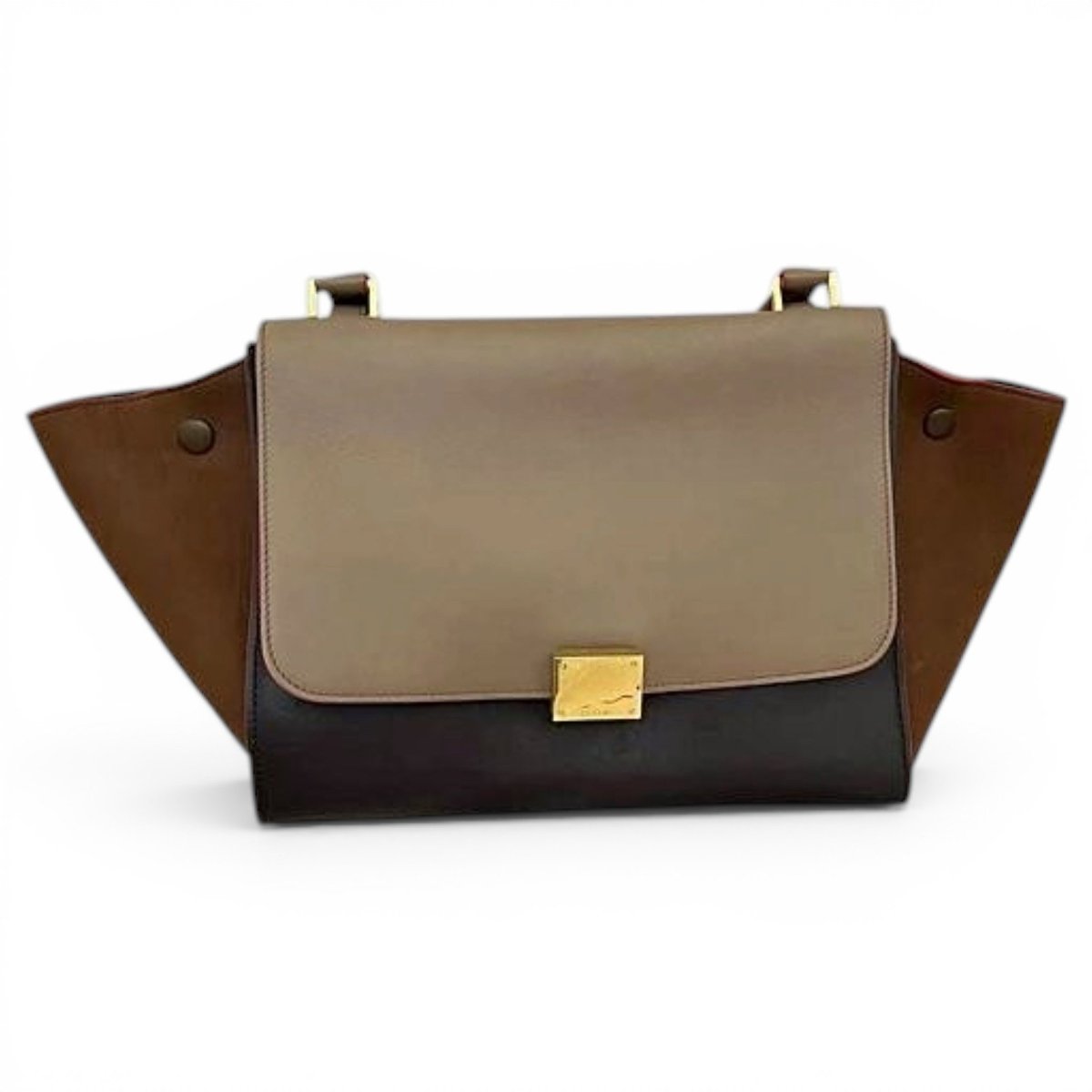Trapèze leather handbag