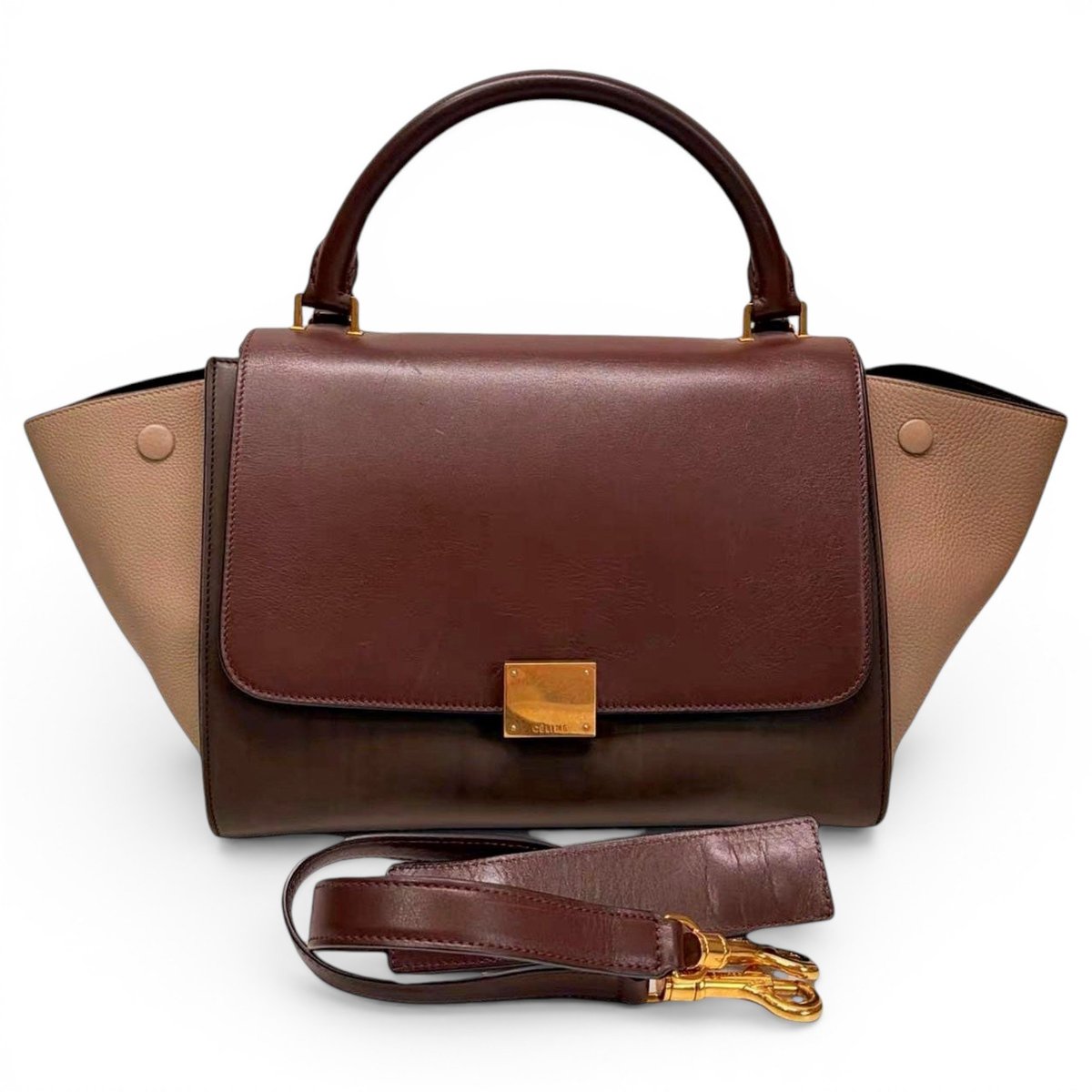 Trapèze leather handbag