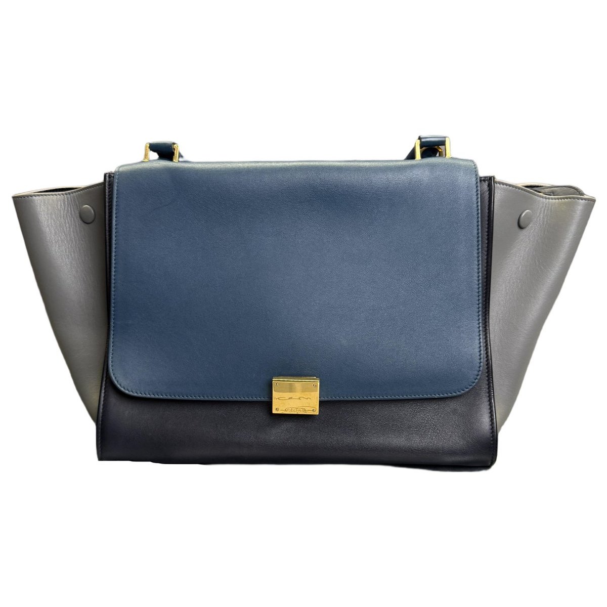 Trapèze leather handbag