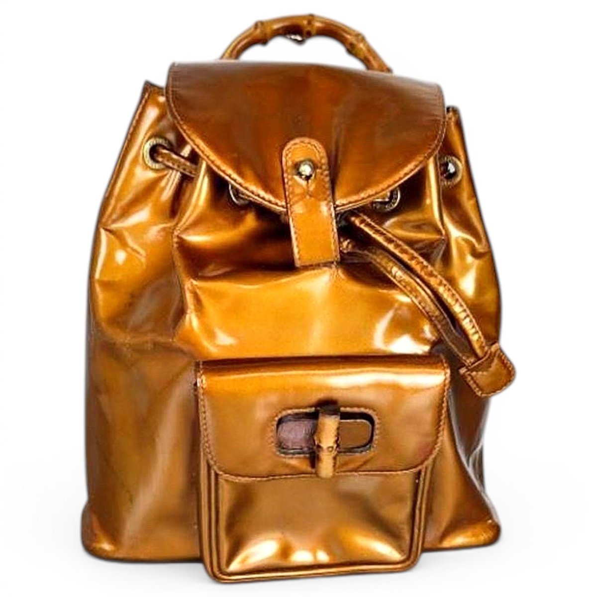 Bamboo Tassel Oval leather backpack