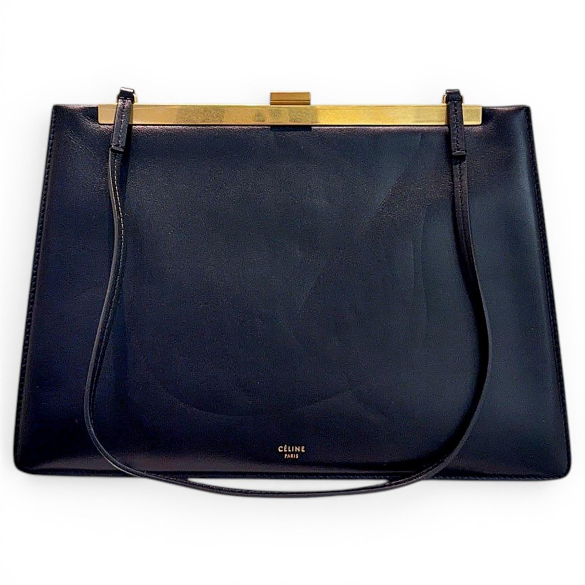 Clasp leather handbag