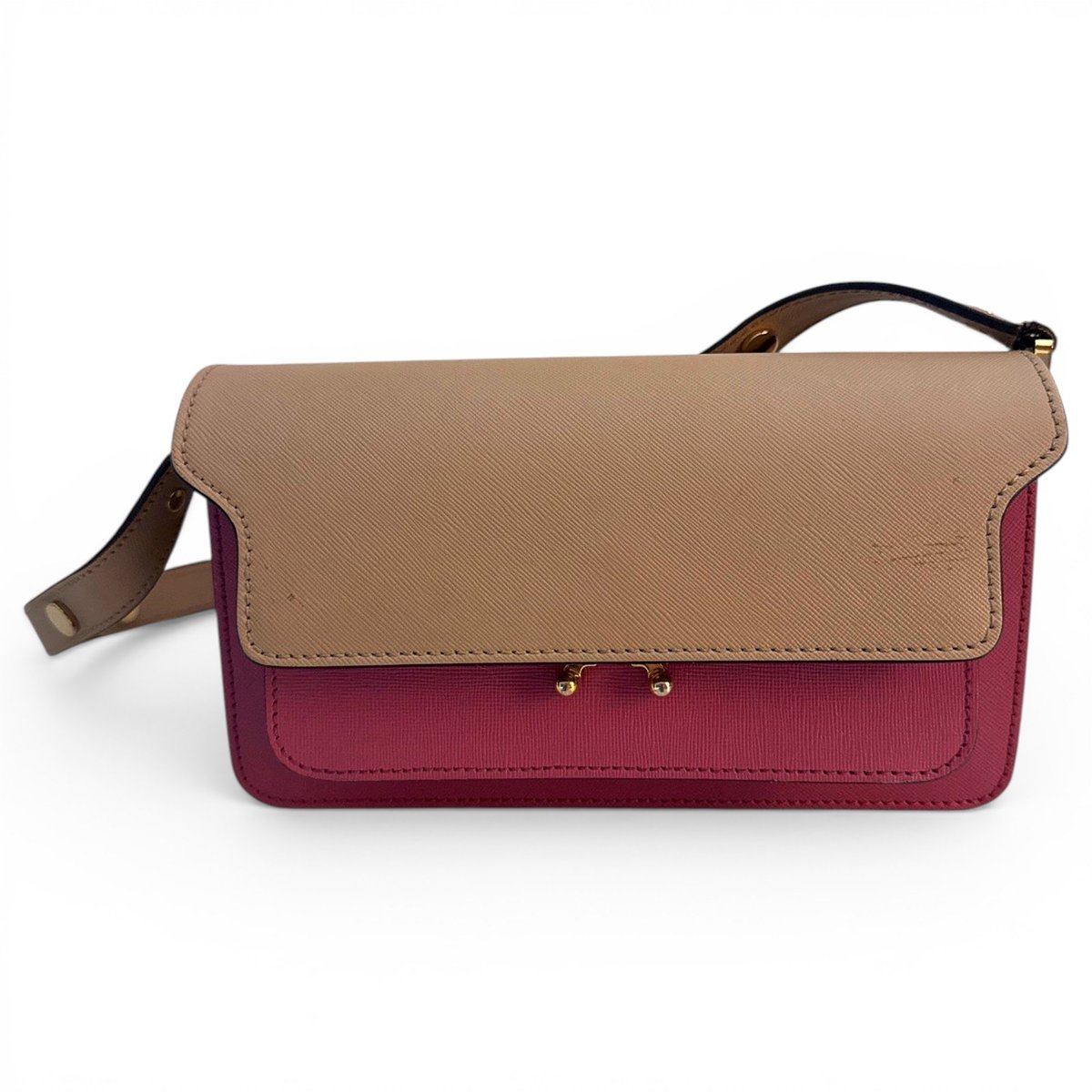 Trunk leather crossbody bag