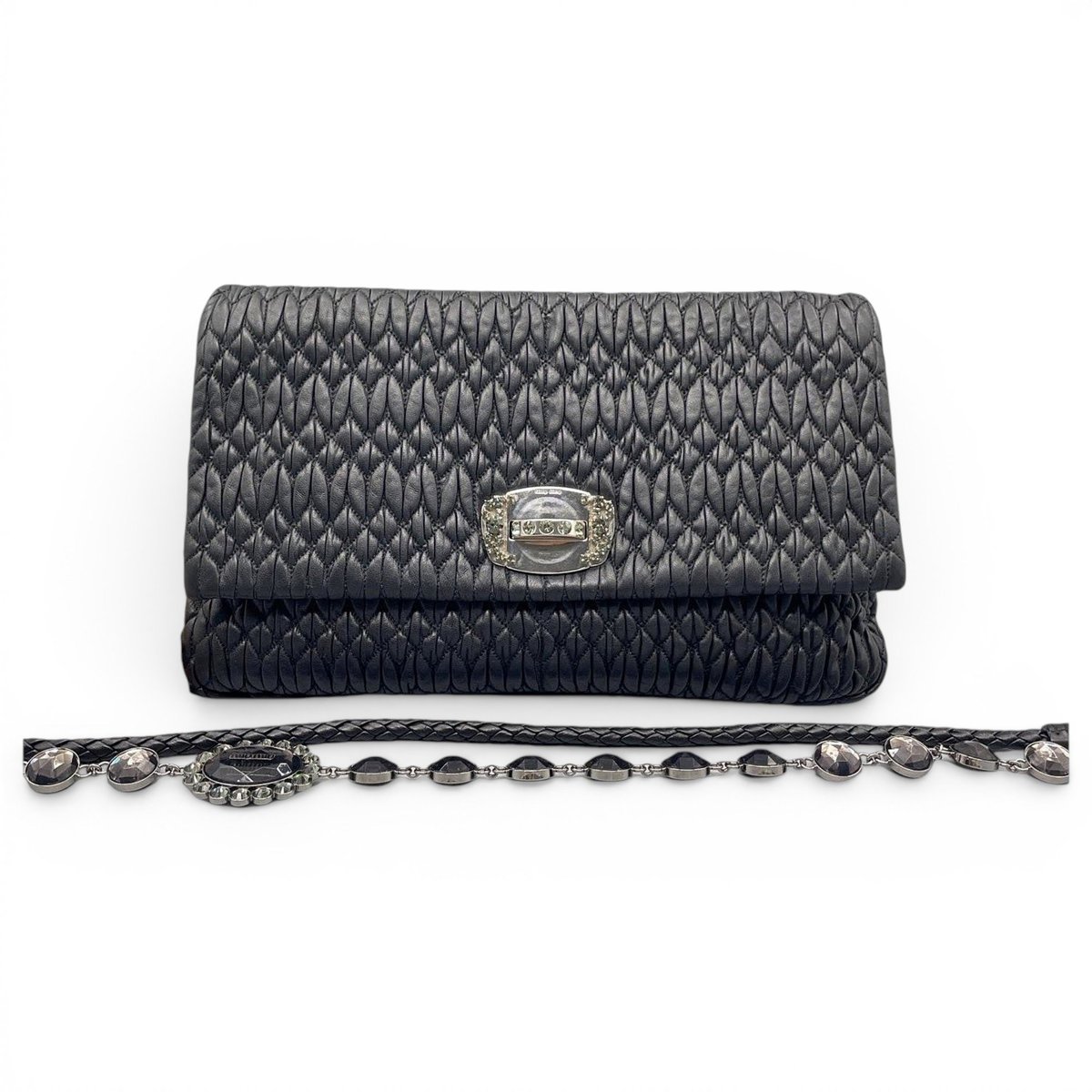 Miu Crystal leather handbag