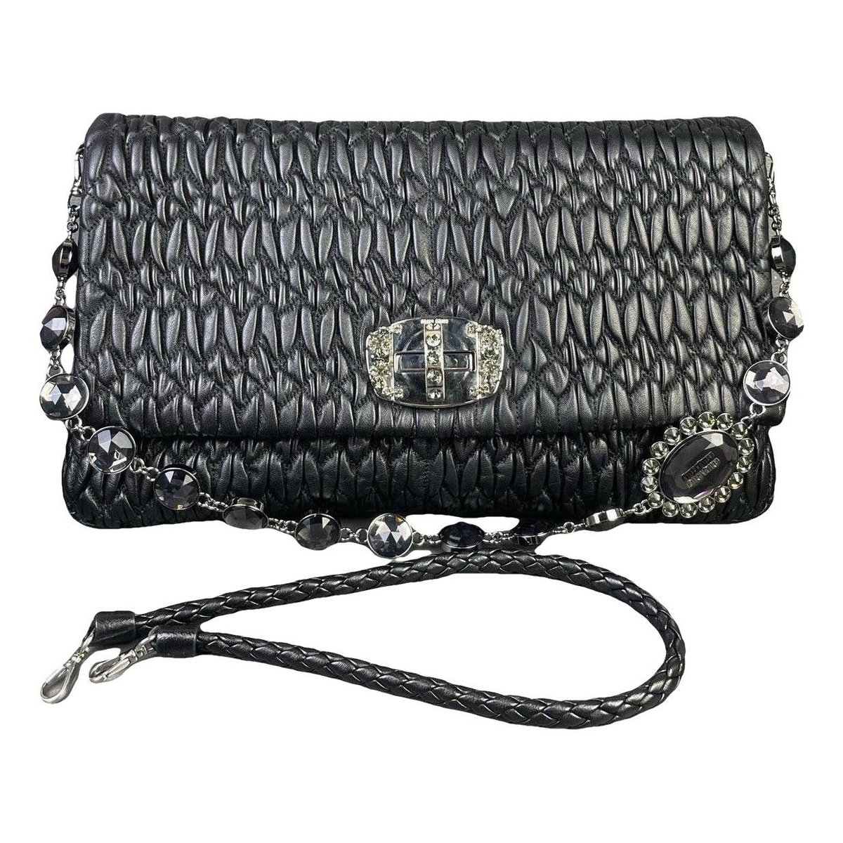 Miu Crystal leather handbag