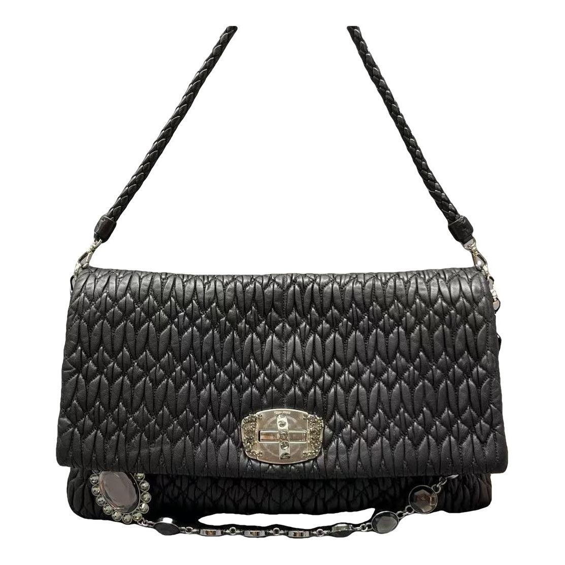 Miu Crystal leather handbag