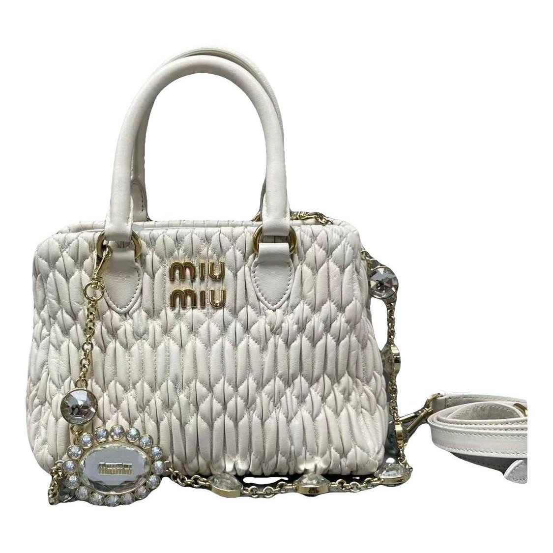 Miu Crystal leather handbag